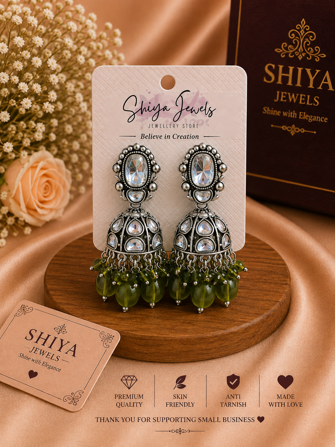 Kundan oxidised jhumkas