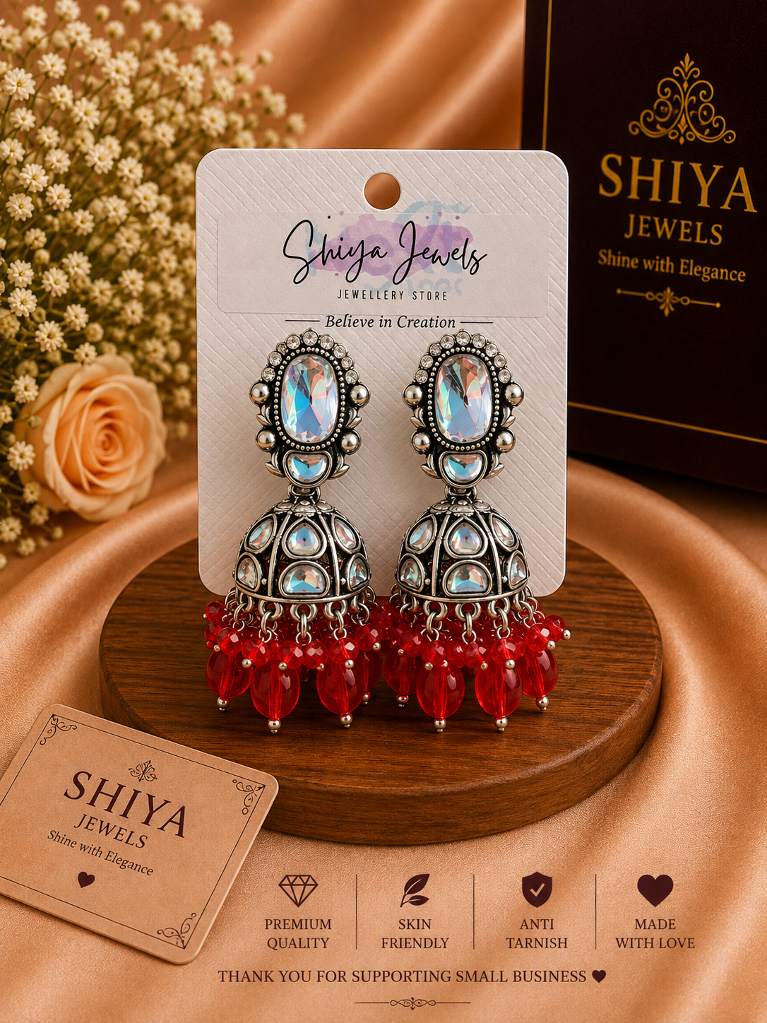 Kundan oxidised jhumkas
