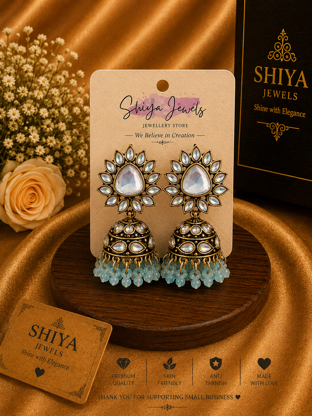 Sunflower Kundan jhumkas
