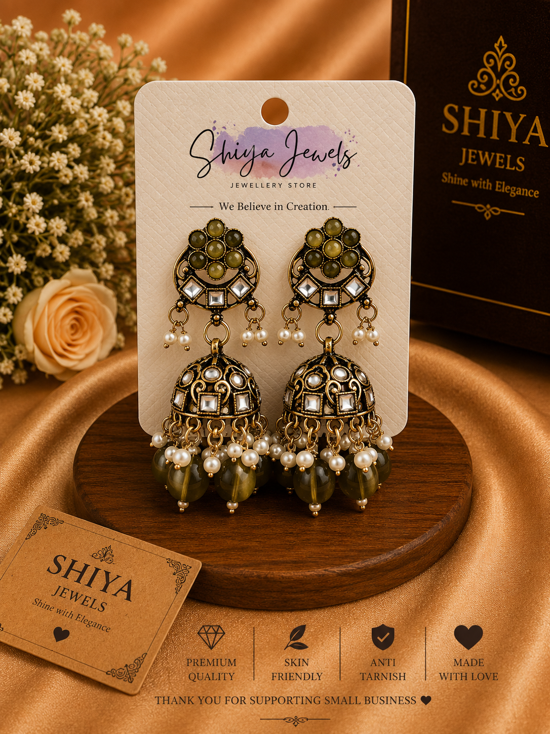 Kundan Chandbali jhumkas