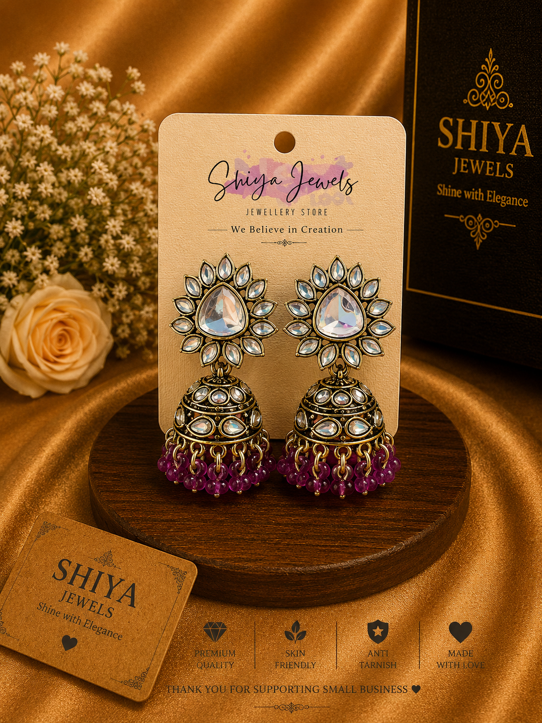Sunflower Kundan jhumkas