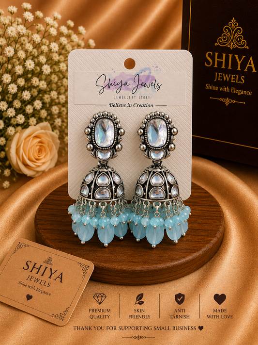 Kundan oxidised jhumkas