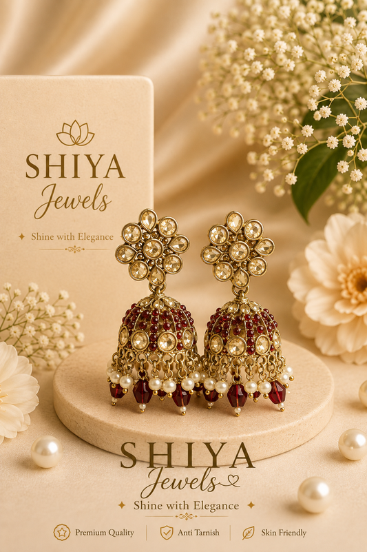Floral Kundan jhumkas